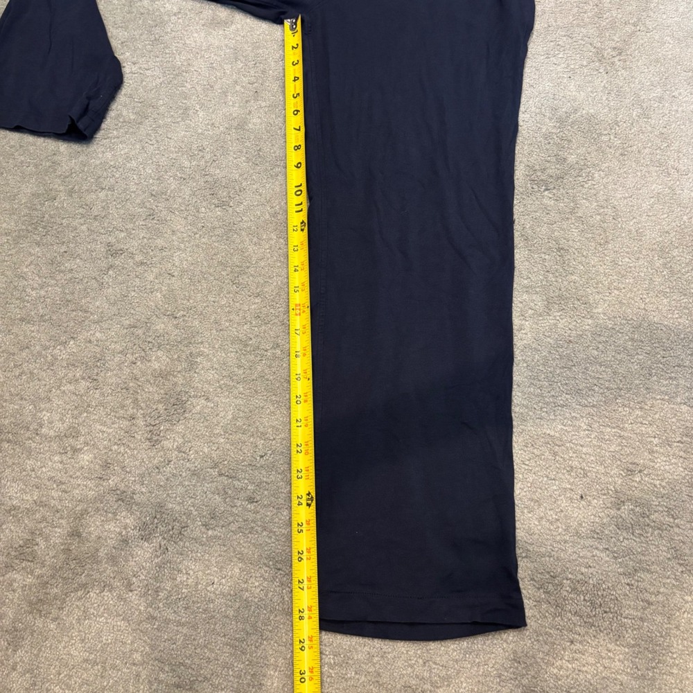 J.Crew Navy Blue Cotton Modal Knit Pajama Set White Piping Long Sleeve Pants L - Picture 7 of 10